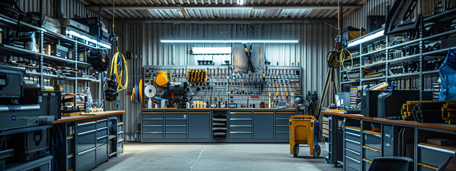 a brightly lit, modern hvac workshop showcases a technician skillfully selecting specialized soft-bristled cleaning brushes from an organized display, emphasizing the importance of precision tools for effective duct maintenance.
