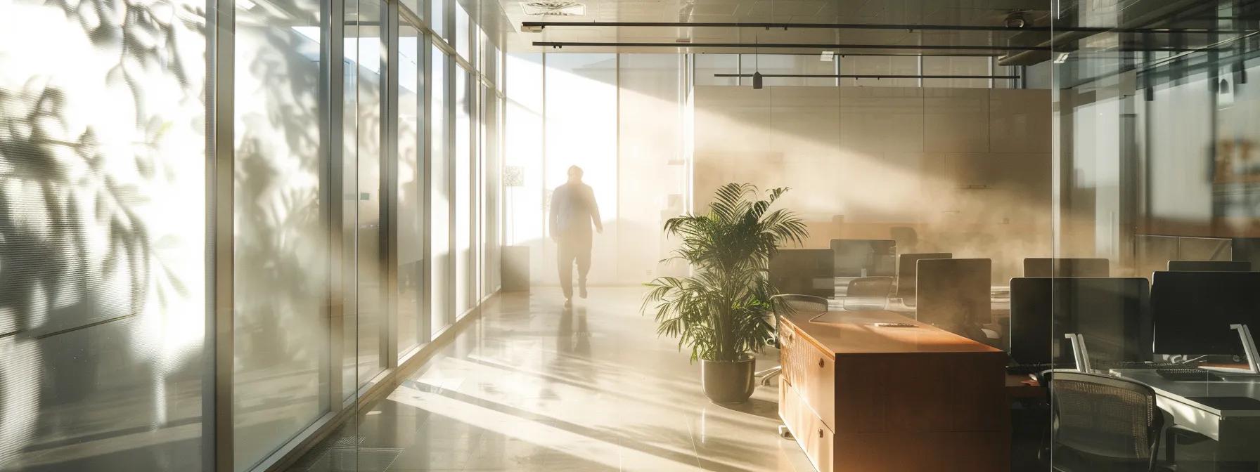 a stark, cluttered office space showcases a malfunctioning hvac system with visible ductwork, while ominous shadows hint at the presence of persistent pests, underscoring the urgent need for professional pest control services.