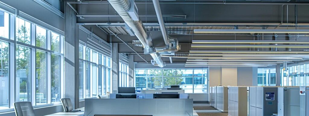 a sleek, modern office space filled with hvac compliance documentation and compliance checklists, illuminated by bright overhead lighting, conveys the meticulous attention required for hvac standards in savannah, ga.