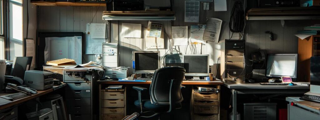 a sleek, modern office space filled with hvac equipment and compliance documents, illuminated by bright, energy-efficient lighting, showcases a technician reviewing key requirements for savannah ga hvac regulations.
