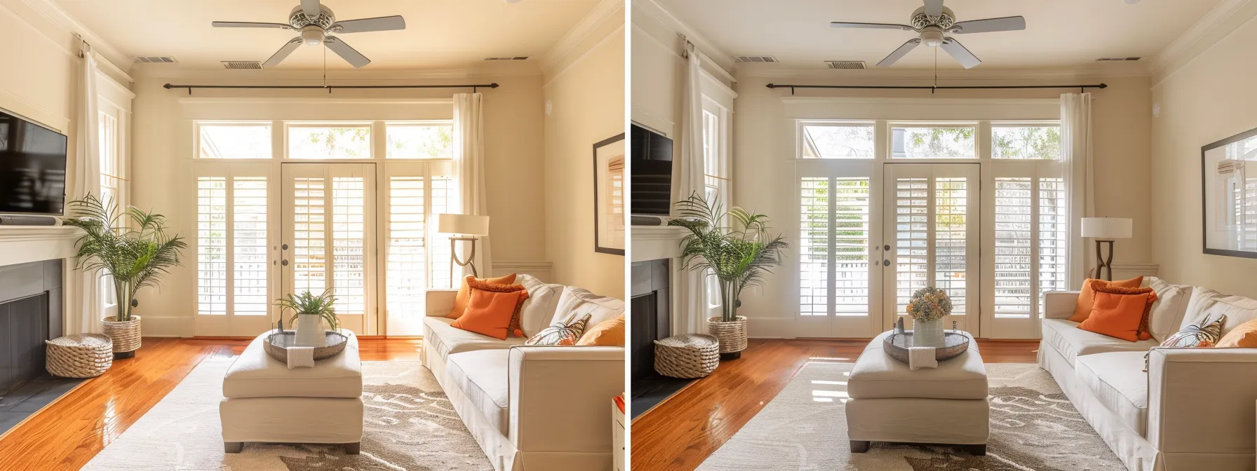 a bright, airy living room with a modern hvac system, clean air filters, and a sleek air purifier ensures optimal indoor air quality year-round in a savannah home.