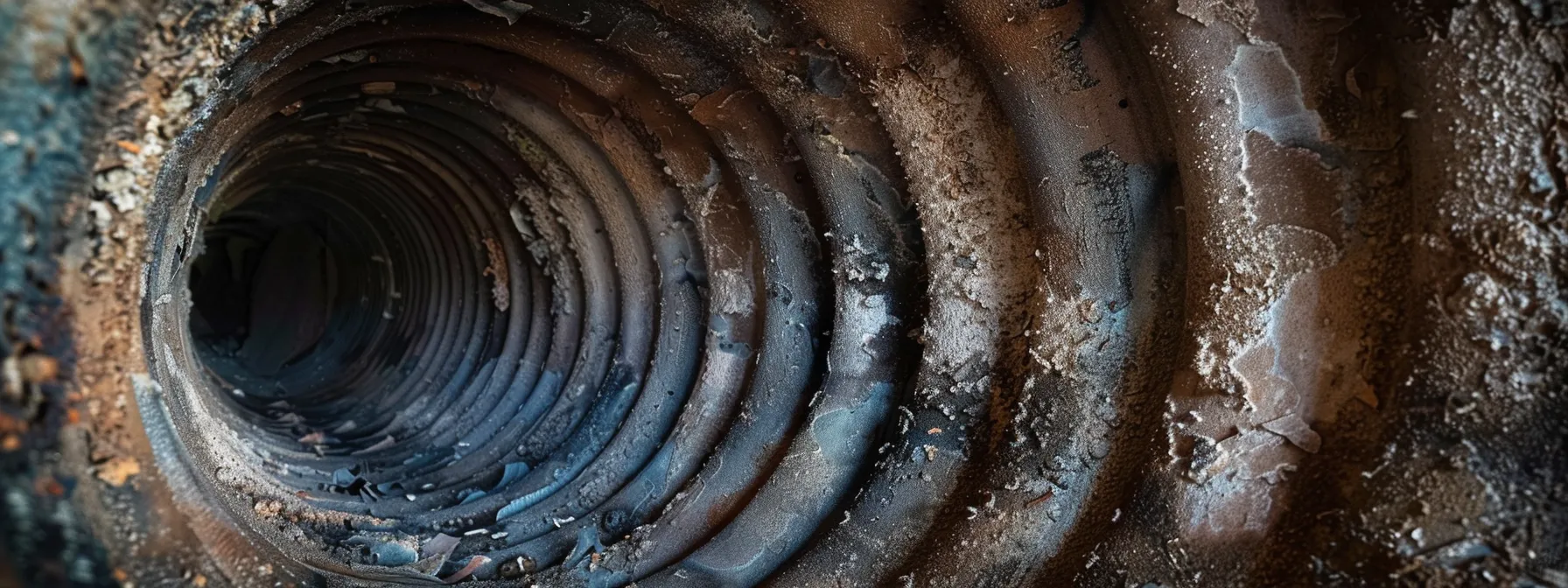 a close-up photo of a hvac vent emitting a musty odor, with visible mold growth inside the duct.