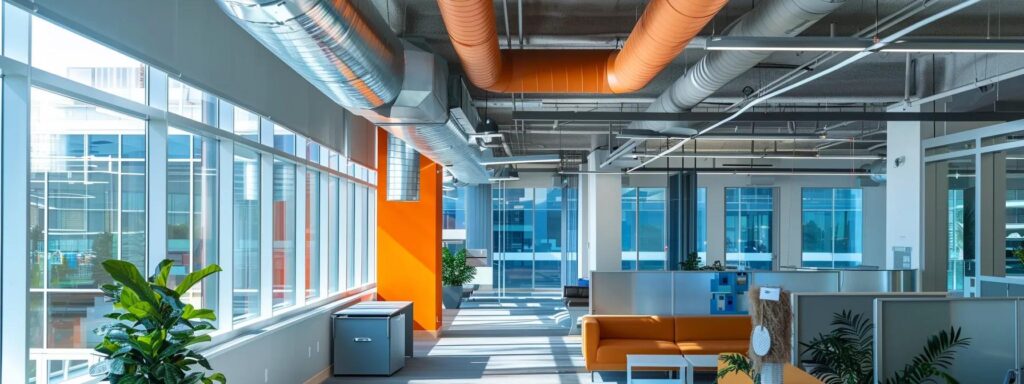 a-professionally-balanced-indoor-sce-af4d50ed-9259f0df-e470-4f0d-ba19-61971463b9e0.webp a professionally balanced indoor scene showcases a sleek, modern duct cleaning system in action within a vibrant savannah office, emphasizing the necessity of maintaining air quality in the region's humid climate.
