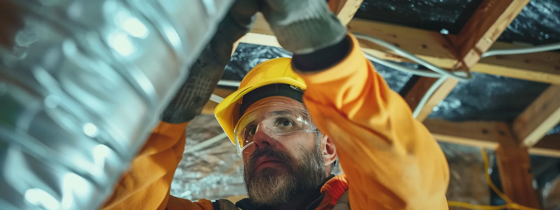 expert inspecting and cleaning air ducts inside a home